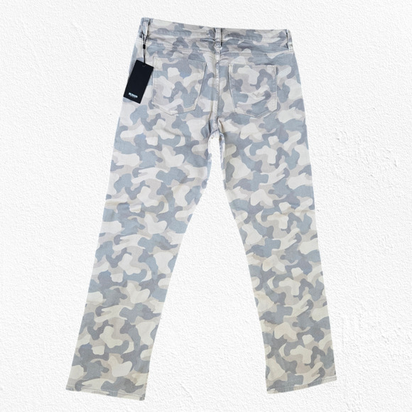 Hudson Camo Green Tan Nico Mid Rise Peyote Straight Leg Split Hem Jeans Size 33 - Picture 10 of 10